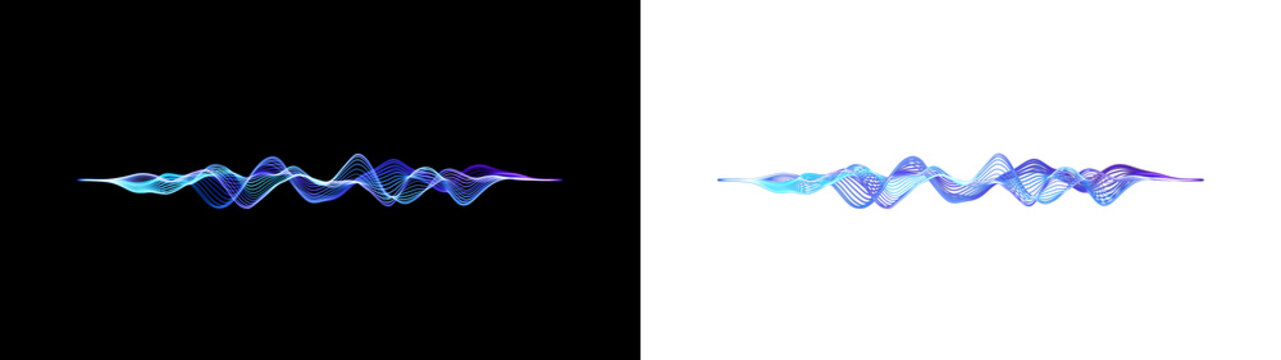 abstract Glowing Neon line Sound Waves, Audio Waves, Noise Frequency, Artificial Intelligence Ai Voice Waveform. Music Track and Voice Recording, Audio Spectrum. Sound Background Loop