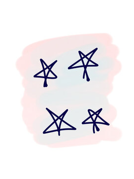 Stars line art colorful handdrawn script