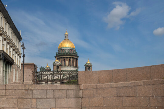 Saint Petersburg, The iconic golden dome of Saint Isaac's Cathedral (Isaakievsky Sobor), one of the largest Orthodox cathedrals in the world,  
