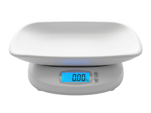 Digital baby scale for weighing infants isolated on transparent background