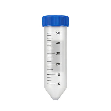 50ml centrifuge tube with blue cap isolated on transparent background