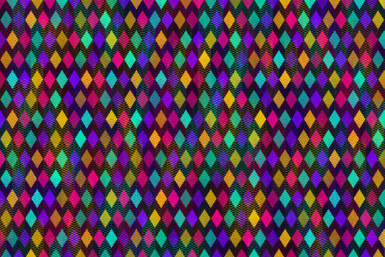 Vibrant colorful diamond pattern background with geometric shapes and rhythmic textures motion animation loop video