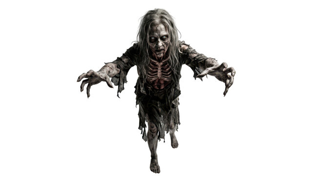 Scary zombie creature isolated on transparent background