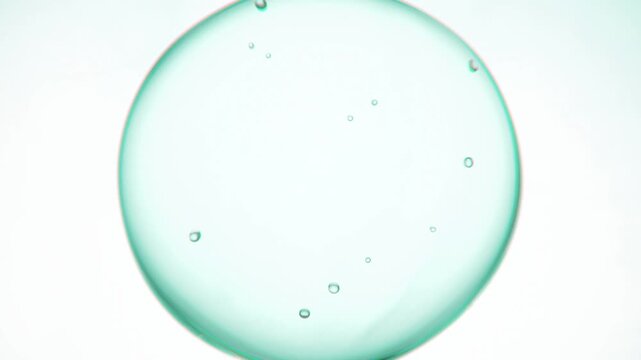 Abstract Translucent Molecule With Floating Bubbles on Clean White Background