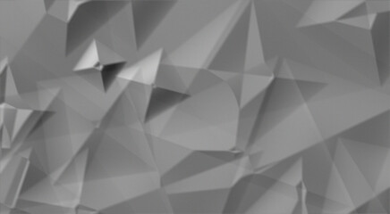Fototapeta premium Abstract geometric background with triangular shapes and soft lighting, 3d rendering of low poly surface texture in shades of grey