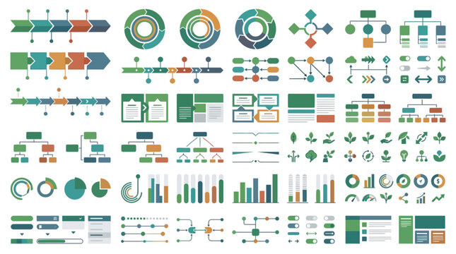 Professional business infographic charts and data diagrams.