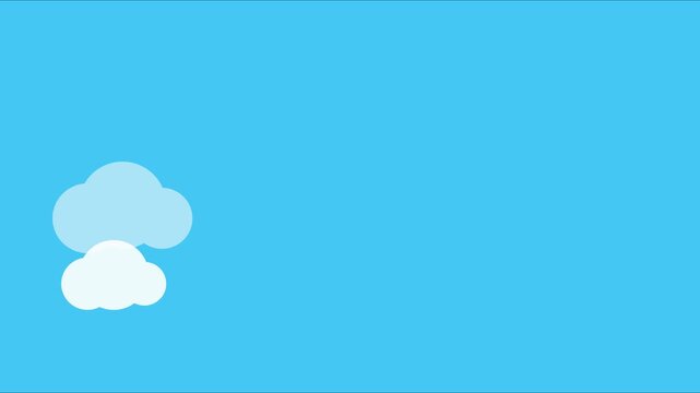 Minimalist animated clouds floating on blue animation 4k background, for weather and, nature