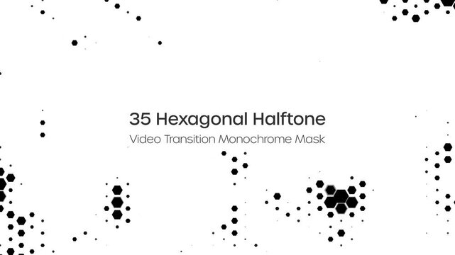 35 Hexagonal Halftone Video Transition Monochrome Masks Pack for Video Editing and Shape Wipe Reveals