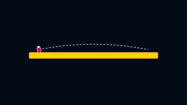 Minimalist ball bouncing animation with trajectory path on dark 4k background, bounce motion