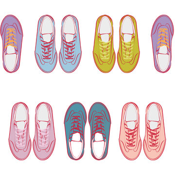 Colorful Sneakers Vector Set