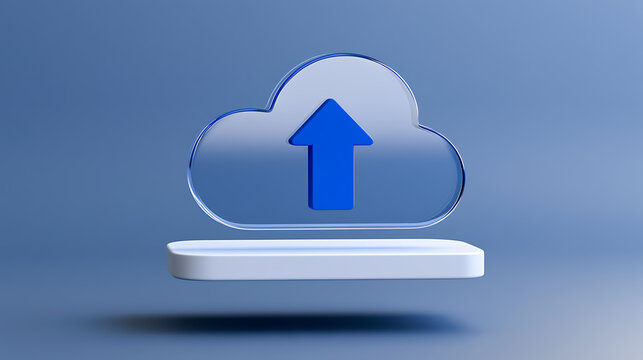 Cloud data transfer icon represent modern digital storage solutions, showing an upward arrow within a cloud symbol for upload processes
