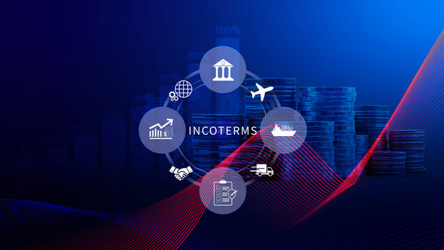 INCOTERMS business concept. INCOTERMS international trade terms, logistics concept, diagram for global supply chain management. not ai