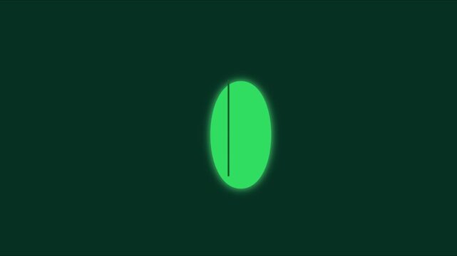 Minimalist green oval loading animation with vertical line movement 4k