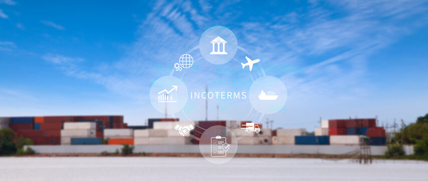 INCOTERMS business concept. INCOTERMS international trade terms, logistics concept, diagram for global supply chain management. not ai