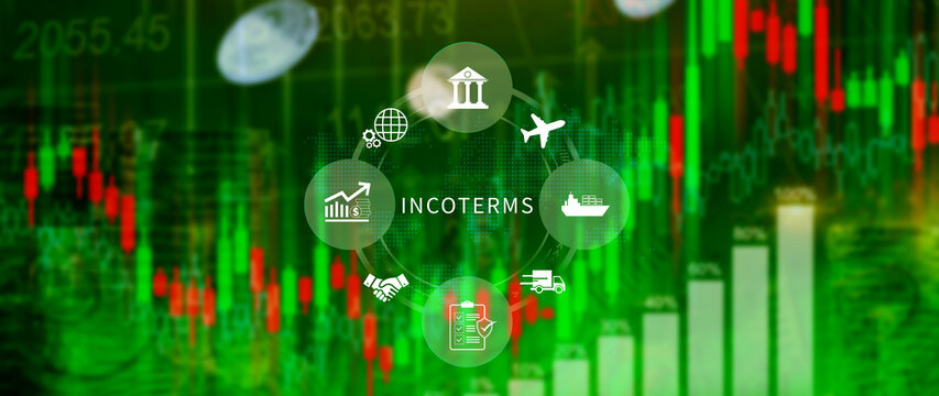 INCOTERMS business concept. INCOTERMS international trade terms, logistics concept, diagram for global supply chain management. not ai
