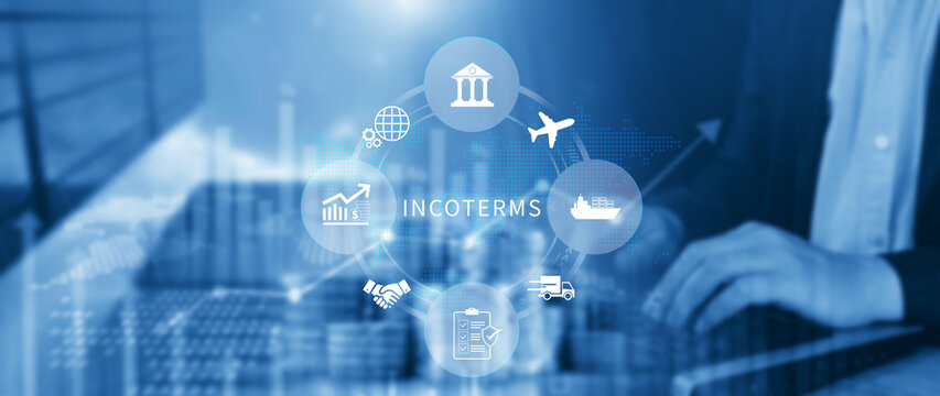INCOTERMS business concept. INCOTERMS international trade terms, logistics concept, diagram for global supply chain management. not ai