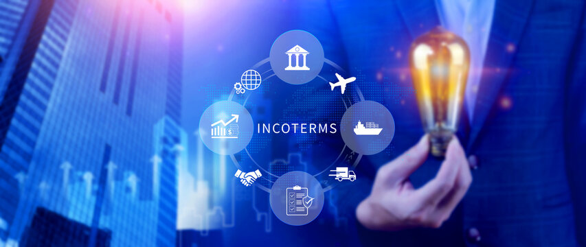 INCOTERMS business concept. INCOTERMS international trade terms, logistics concept, diagram for global supply chain management. not ai