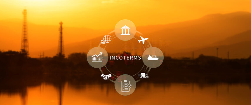 INCOTERMS business concept. INCOTERMS international trade terms, logistics concept, diagram for global supply chain management. not ai