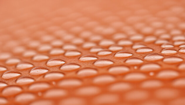 Abstract macro texture of tiny water droplets on warm amber surface