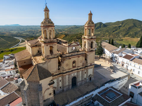 Olvera church and plaza afternoon, Cadiz Spain