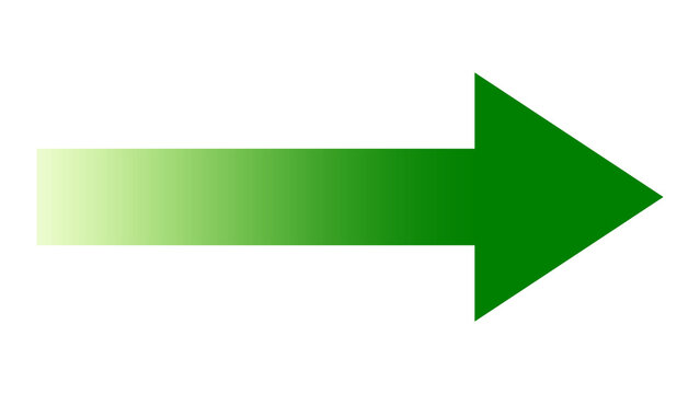 Green arrow pointing right with horizontal gradient fade effect direction gradient navigation indicator isolated interface pointing business strategy progress abstract arrowhead