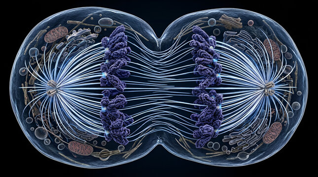 Biological Cell Division Process Illustration