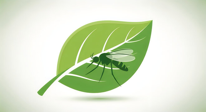 Natural pest control mosquito on leaf vector illustration