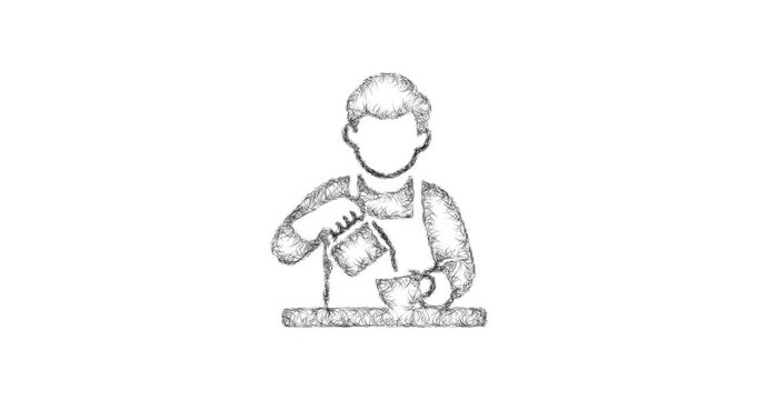 Sketch barista icon animation - smooth progressive reveal