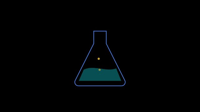 Minimalist science lab erlenmeyer flask animation with liquid drop 4k laboratory chemistry