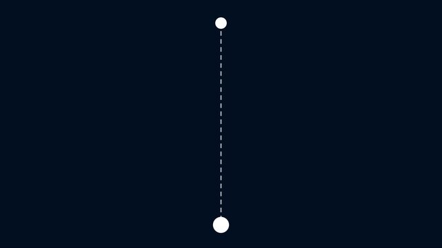Minimalist vertical loading animation with pulsing 4k white dots and dashed line path progress indicator