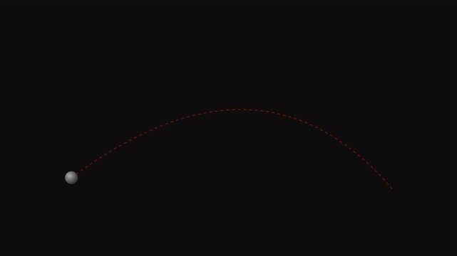 Physics projectile motion animation with parabolic trajectory path and sphere 4k parabola