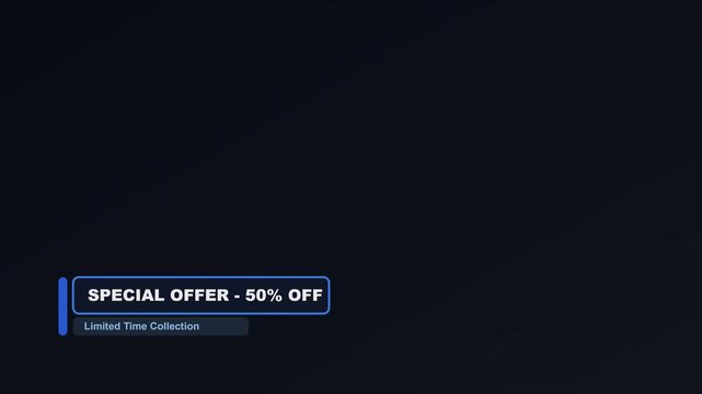 Special offer 50% off limited time collection promotion overlay for e-commerce sales and marketing campaigns animation 4k