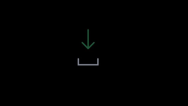 Minimalist download animation with green arrow motion for web interface and user experience 4k
