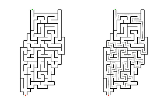 Medium owl maze for kids printable educational labyrinth puzzle with solution in black and white