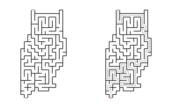 Medium owl maze for kids printable educational labyrinth puzzle with solution in black and white
