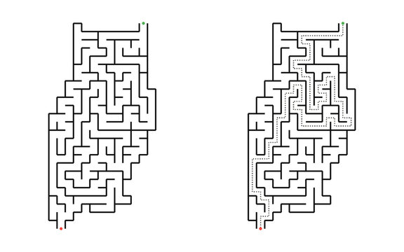 Medium owl maze for kids printable educational labyrinth puzzle with solution in black and white