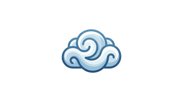 Stylized blue swirling cloud weather icon.