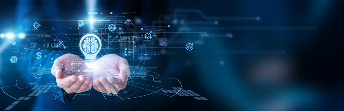 Analyst holding the laptop Business Intelligence dashboard data analytics report visualization management decision support system statistics planning corporate performance technology.