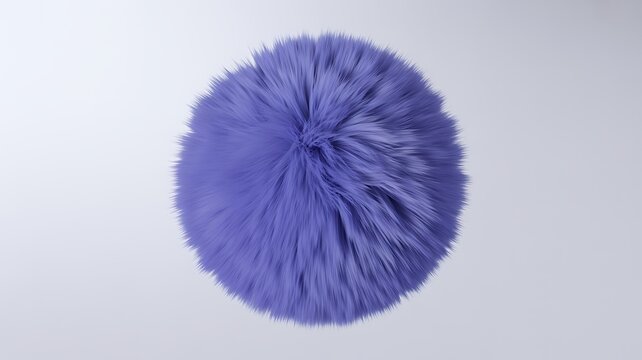 Fluffy blue fur ball circle shape