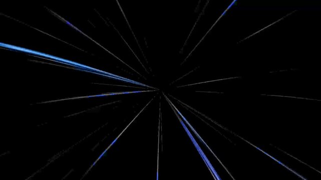 Hyperdrive star warp effect, cosmic light speed travel in deep space, abstract blue light streaks background