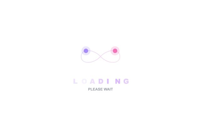 Infinity loop loading progress motion video. Futuristic purple glowing node animation with please wait text for website preloader graphics template