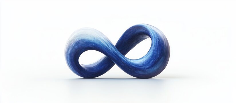 Blue infinity symbol, studio shot, white background, design concept