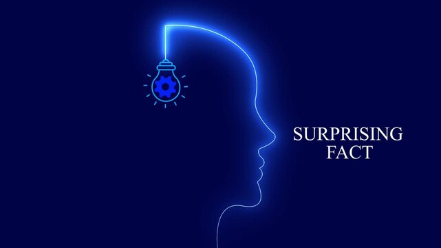 Neon profile of a human head with a glowing bulb for surprising fact content and shocking news visuals for digital creators