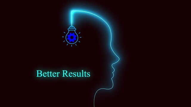 Glowing Human Mind with Bright Idea Light Bulb Concept for Creative Thinking Innovation Better Results and Problem Solving Animation