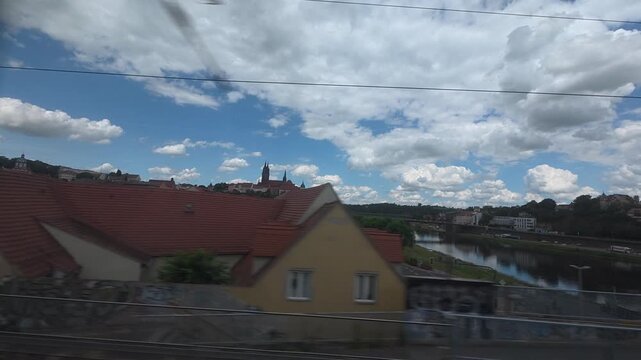 Meissen old Town Bridge Elbe S1 S-Bahn Window View