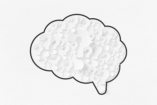 Thinking Brain with Question Marks design