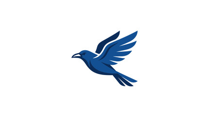Fototapeta premium Blue silhouette of a raven bird flying profile.