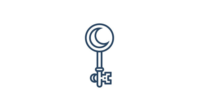 Antique key with crescent moon bow design.