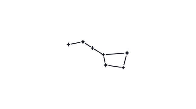 Minimalist Big Dipper Ursa Major star constellation icon.