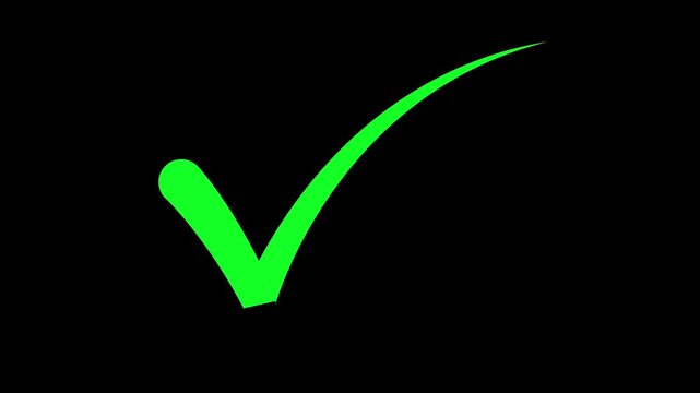 Animated checkmark for success and approval, 4k alpha channel. tick icon overlay, green tick mark